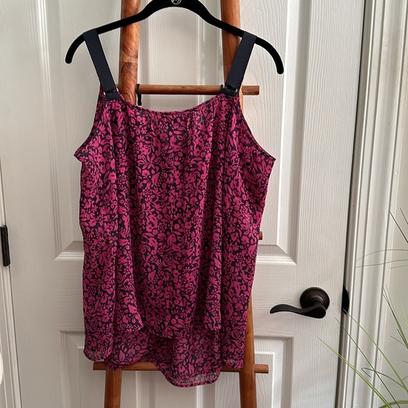Lane Bryant Scoop Neck Cami, Red Floral & Fuchsia Floral. Size 20 NWOT - Picture 7 of 14